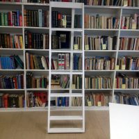 книжный стеллаж с передвижной лестницей мебель для магазина на заказ ЛДСП